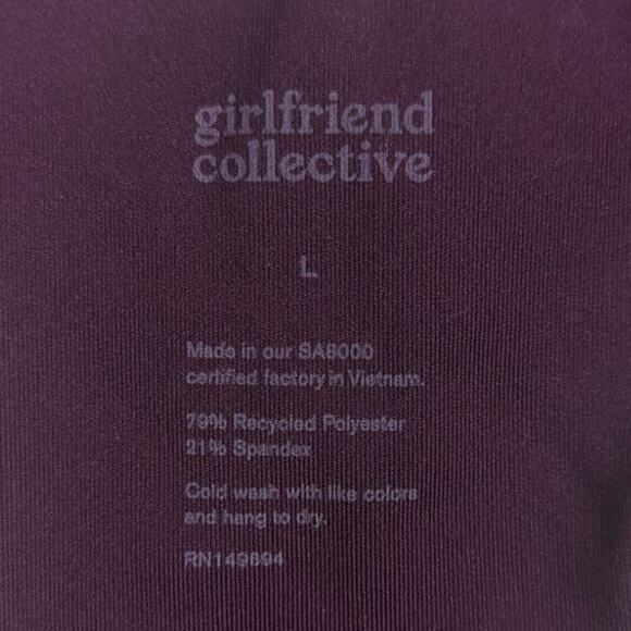 Girlfriend Collective Paloma Racerback Sports Bra in Plum, Size Large - Picture 5 of 7